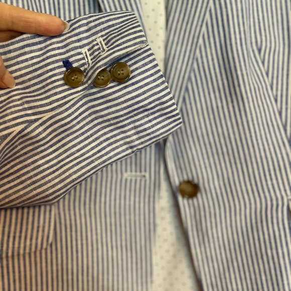 Talbots Striped Linen Blazer - Picture 3 of 10